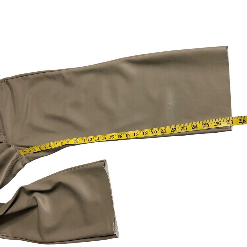Express Pants Womens‎ 12 Short Tan Faux Leather Modern Straight Super High Rise - Picture 13 of 16